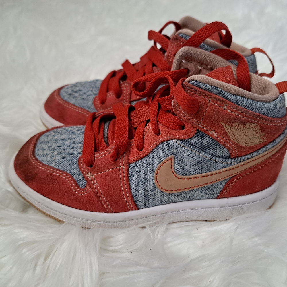 Nike Air Jordan 1 Mid SE Denim Red DM4385 600 Toddler Size 11c